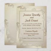 Elegante Blätter in Gold Wedding Einladung (Vorne/Hinten)