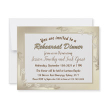 Elegante Blätter in Gold Wedding Probe Dinner