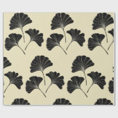 Elegante Blätter in schwarz-beige-Ginkgo Geschenkpapier (Flach)