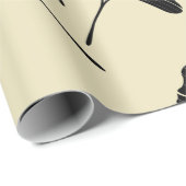 Elegante Blätter in schwarz-beige-Ginkgo Geschenkpapier (Rolleneckpunkt)