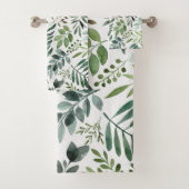 Elegante Blätter mit Aquarellfarben Badhandtuch Set (Insitu)