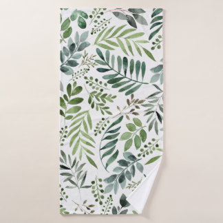 Elegante Blätter mit Aquarellfarben Badhandtuch Set