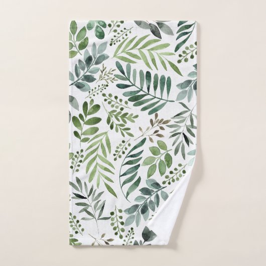 Elegante Blätter mit Aquarellfarben Badhandtuch Set (Handtuch)