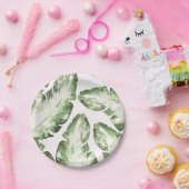 Elegante Blätter mit Hochzeiten von White Green Tr Pappteller (Party)