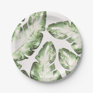 Elegante Blätter mit Hochzeiten von White Green Tr Pappteller