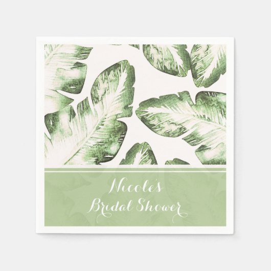 Elegante Blätter mit Hochzeiten von White Green Tr Serviette (Vorderseite)