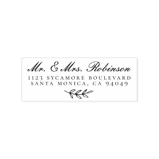 Elegante Blätter Mr. & Mrs. Wedding Rücksendeadres Gummistempel (Prägung)