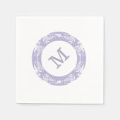 Elegante Blätter Muster-Lavendel-Monogramm Serviette (Vorderseite)