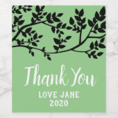 Elegante Blätter Öko modern danke Geschenk Weinetikett (Einzelnes Label)