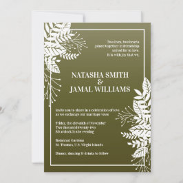 Elegante Blätter, Olive Green Einladung