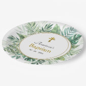 Elegante Blätter Orthodoxe Christliche Taufe Pappteller (Schrägansicht)
