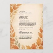 Elegante Blätter & Pampas Gras Herbst Hochzeit im  Begleitkarte (Vorderseite)