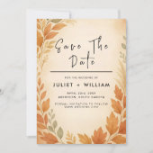 Elegante Blätter & Pampas Gras Herbst Hochzeit im Save The Date (Vorderseite)