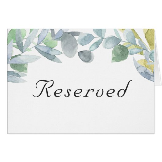 Elegante Blätter. Platzkarte für Hochzeiten reserv (Vorderseite (Horizontal))