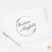 Elegante Blätter rund um den Personalisierten Name Runder Aufkleber (Umschlag)