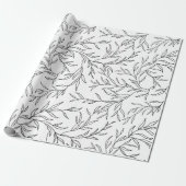 Elegante Blätter schwarz-weiß Geschenkpapier (Ungerollt)