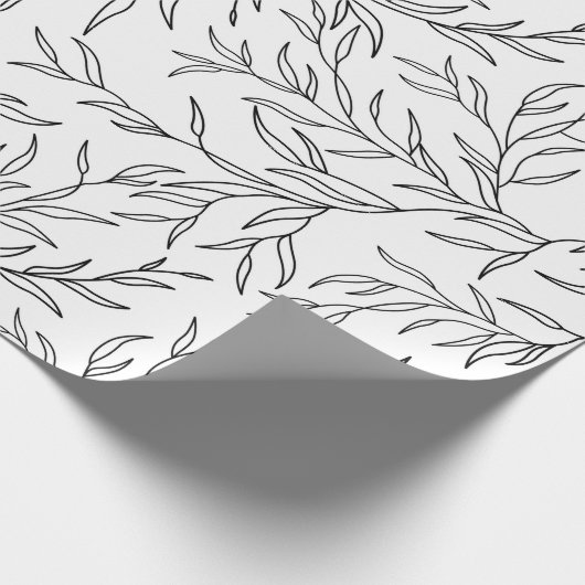 Elegante Blätter schwarz-weiß Geschenkpapier (Ecke)