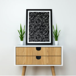 Elegante Blätter schwarz-weiß Poster