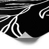 Elegante Blätter schwarz-weiß Poster (Ecke)