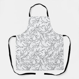 Elegante Blätter schwarz-weiß Schürze