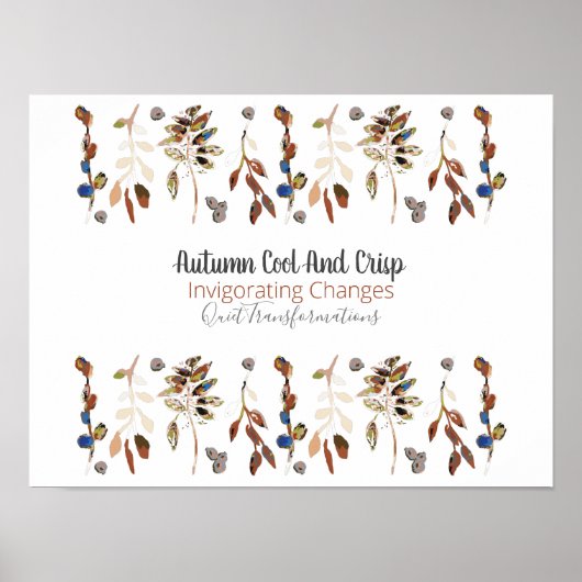 Elegante Blätter und Berries Blumenzitat Poster (Vorne)