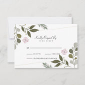 Elegante Blätter und Blume RSVP Karte (Vorderseite)
