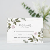 Elegante Blätter und Blume RSVP Karte (Stehend Vorderseite)