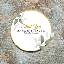 Elegante Blätter und Circle Gold Vielen Dank für I Runder Aufkleber
