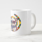 Elegante Blau-Blumenmuster-Keramik Jumbo-Tasse (Vorderseite Rechts)