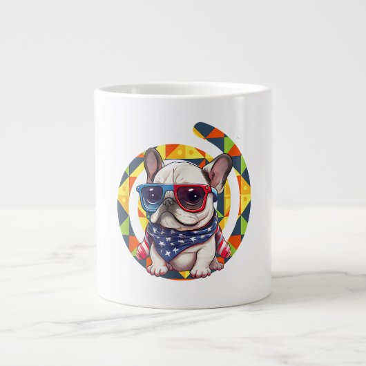 Elegante Blau-Blumenmuster-Keramik Jumbo-Tasse (Vorderseite)