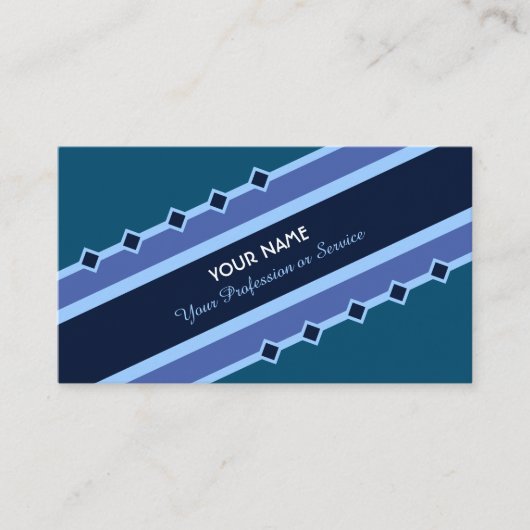 Elegante, blau gestreifte Visitenkarte (Vorderseite)
