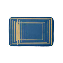 Elegante blau-goldene Rahmen Badezimmer Matte