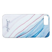 Elegante BLAU LILA PINK IMITATS PERSONALISIERT Case-Mate iPhone Hülle (Rückseite (Horizontal))