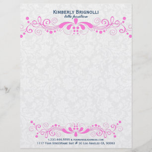 Elegante, blau-rosa Spitze mit weißen Damasken Briefbogen