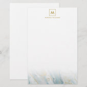 Elegante Blau-und Goldmarmorbeschaffenheit mit Briefpapier (Vorne/Hinten)