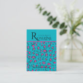 Elegante Blau- und rosa Leopard Print Display Card Visitenkarte (Stehend Vorderseite)