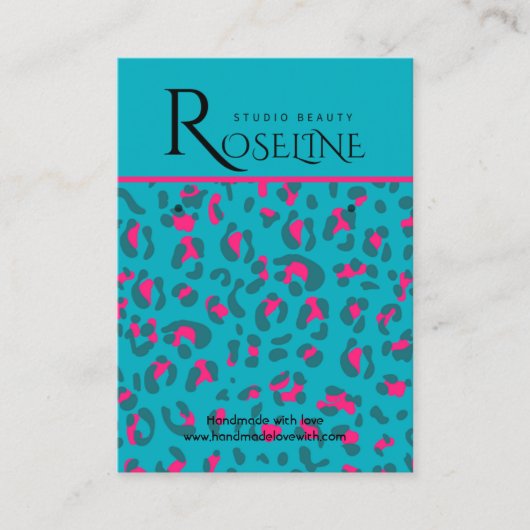 Elegante Blau- und rosa Leopard Print Display Card Visitenkarte (Vorderseite)