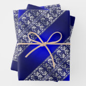 Elegante Blau- und Silberstreifen-Muster Geschenkpapier Set (Beispiel)