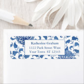 Elegante Blau-Weiß-Chinoiserie Rücksendeadresse (Insitu)