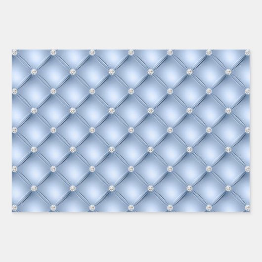 Elegante blau-weiße Diamant-Tufterns Geschenkpapier Set (Vorderseite)