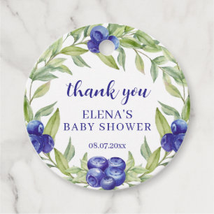 Elegante Blaubeeren-Baby-Shower-Süßes-Dankeschön Geschenkanhänger