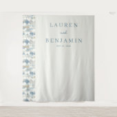 Elegante blaue abstrakte Berge Wandteppich (Vorderseite)