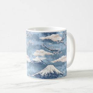 Elegante blaue Alpen-Berg-Wasserfarbenkunst Kaffeetasse