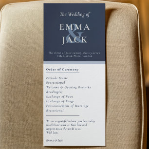 Elegante blaue Ampere und Namen Hochzeitskarte Programm