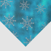 Elegante blaue Aqua-Schneeflocken Weihnachten Seidenpapier (Detail)