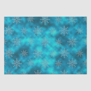 Elegante blaue Aqua-Schneeflocken Weihnachten Seidenpapier