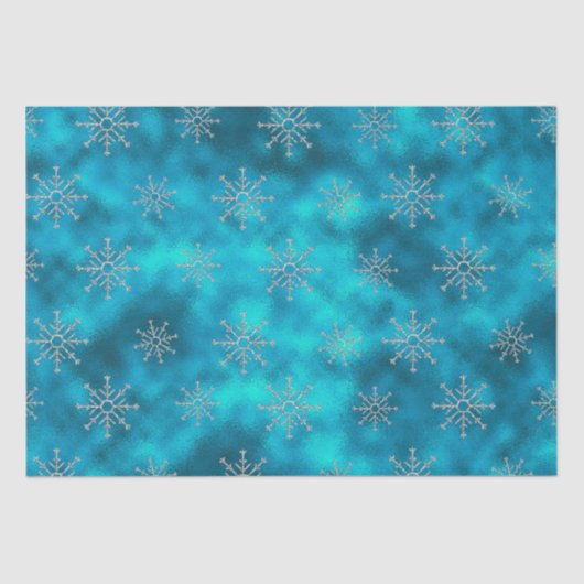 Elegante blaue Aqua-Schneeflocken Weihnachten Seidenpapier (Vorderseite)