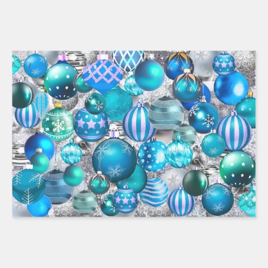 Elegante blaue Aqua Weihnachtsfeiertage Geschenkpapier Set (Vorderseite)