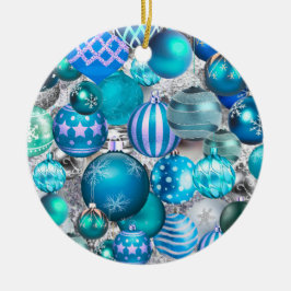 Elegante blaue Aqua Weihnachtsfeiertage Keramik Ornament