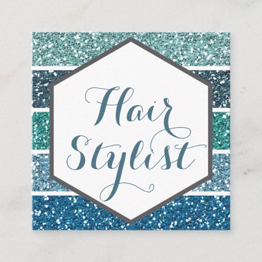 Elegante blaue aquamarine quadratische visitenkarte (Vorderseite)